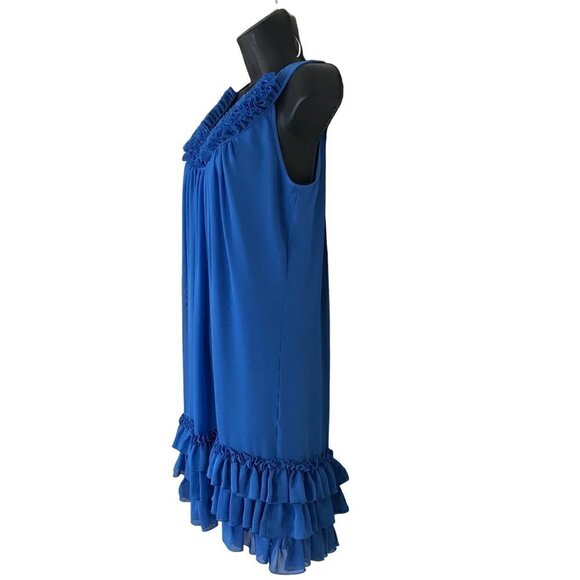 TED Baker Beautiful Blue  Ruffles Mini  Dress Size 2 - Picture 4 of 7